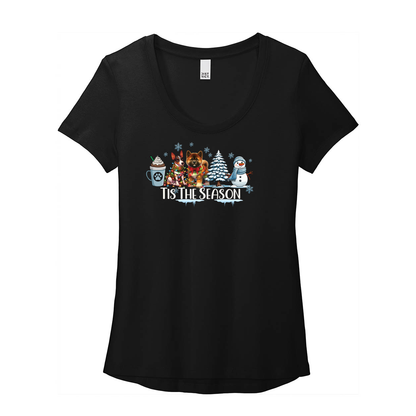 Rat Terrier & Akita Tis The Season Winter DT7501 District ® Women’s Flex Scoop Neck Tee