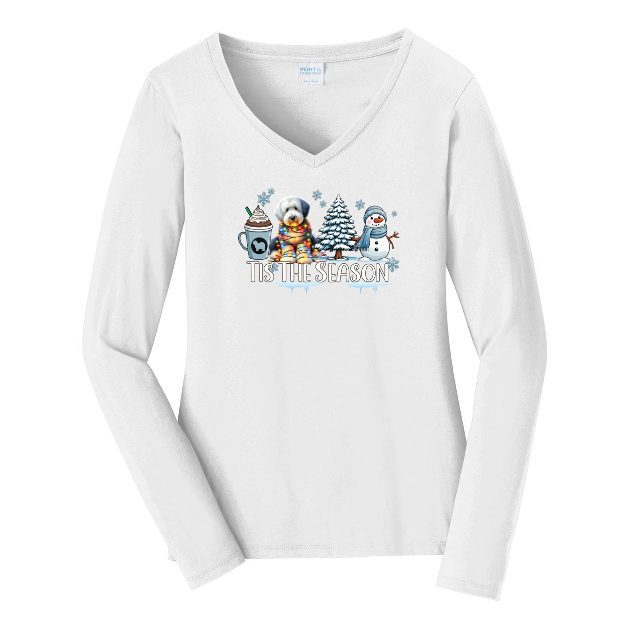 OES Tis The Season Winter Port & Company® Ladies Long Sleeve Fan Favorite™ V-Neck Tee LPC450VLS