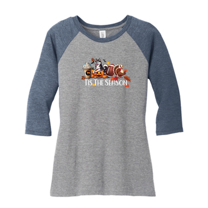 Tis The Season Fall Husky DM136L District ® Women’s Perfect Tri 3/4-Sleeve Raglan