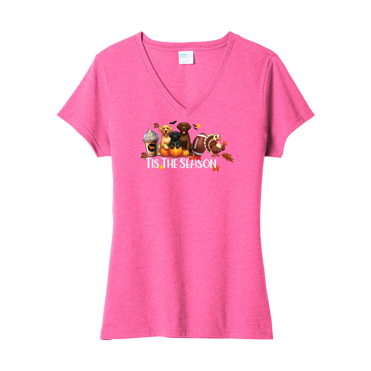 Labrador Tis The Season Fall LPC455V Port & Company ® Ladies Fan Favorite ™ Blend V-Neck Tee