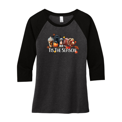 Poodle & CC Tis The Season Fall DM136L District ® Women’s Perfect Tri ® 3/4-Sleeve Raglan