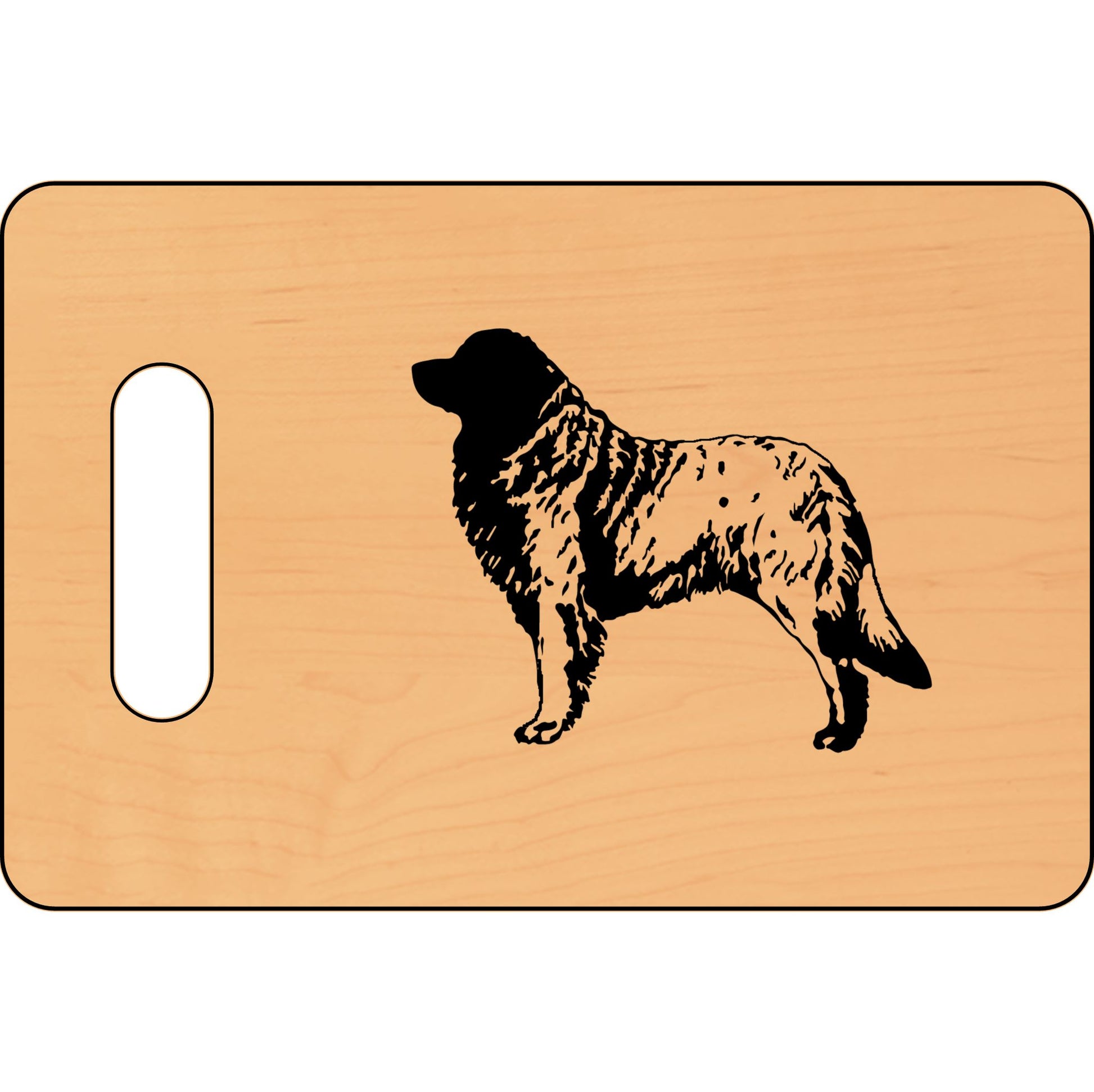 Engraved Cutting Board with dog silhouette design or logo, perfect for home chefs who appreciate unique kitchen decor.