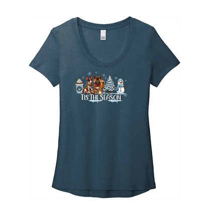 Rat Terrier & Akita Tis The Season Winter DT7501 District ® Women’s Flex Scoop Neck Tee