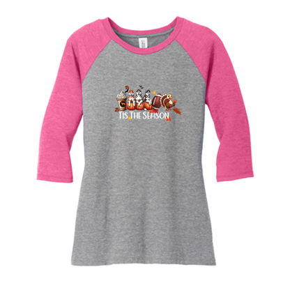 Siberian Husky Tis The Season Fall 2 DM136L District ® Women’s Perfect Tri 3/4-Sleeve Raglan