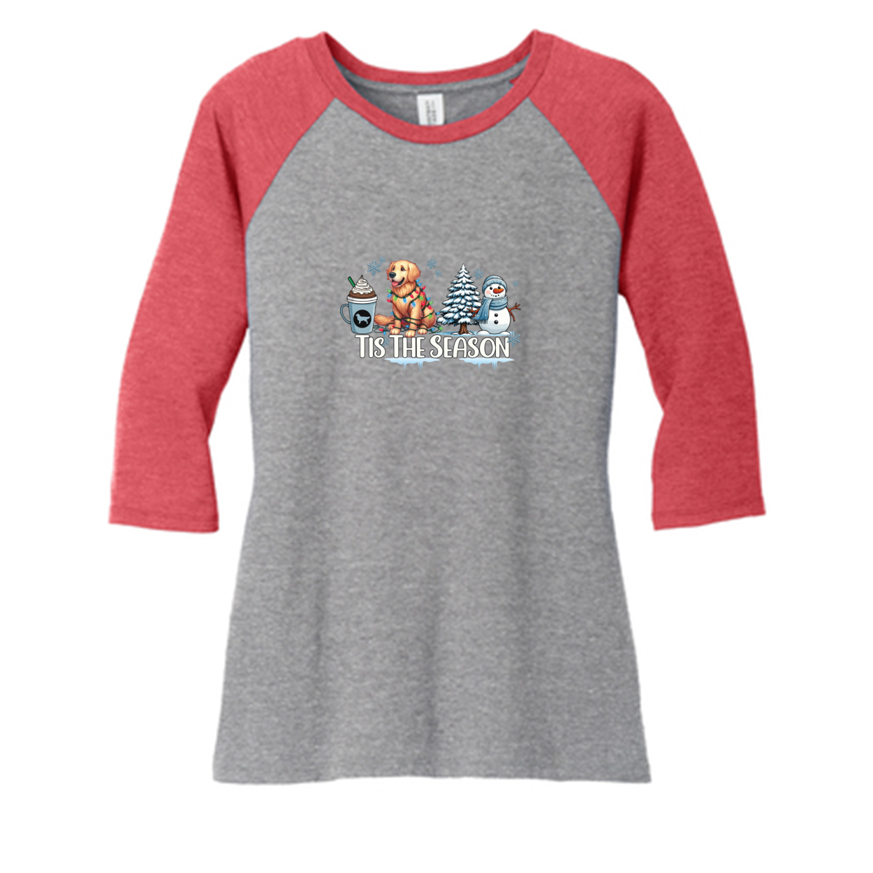 Golden Tis The Season Winter DM136L District ® Women’s Perfect Tri ® 3/4-Sleeve Raglan