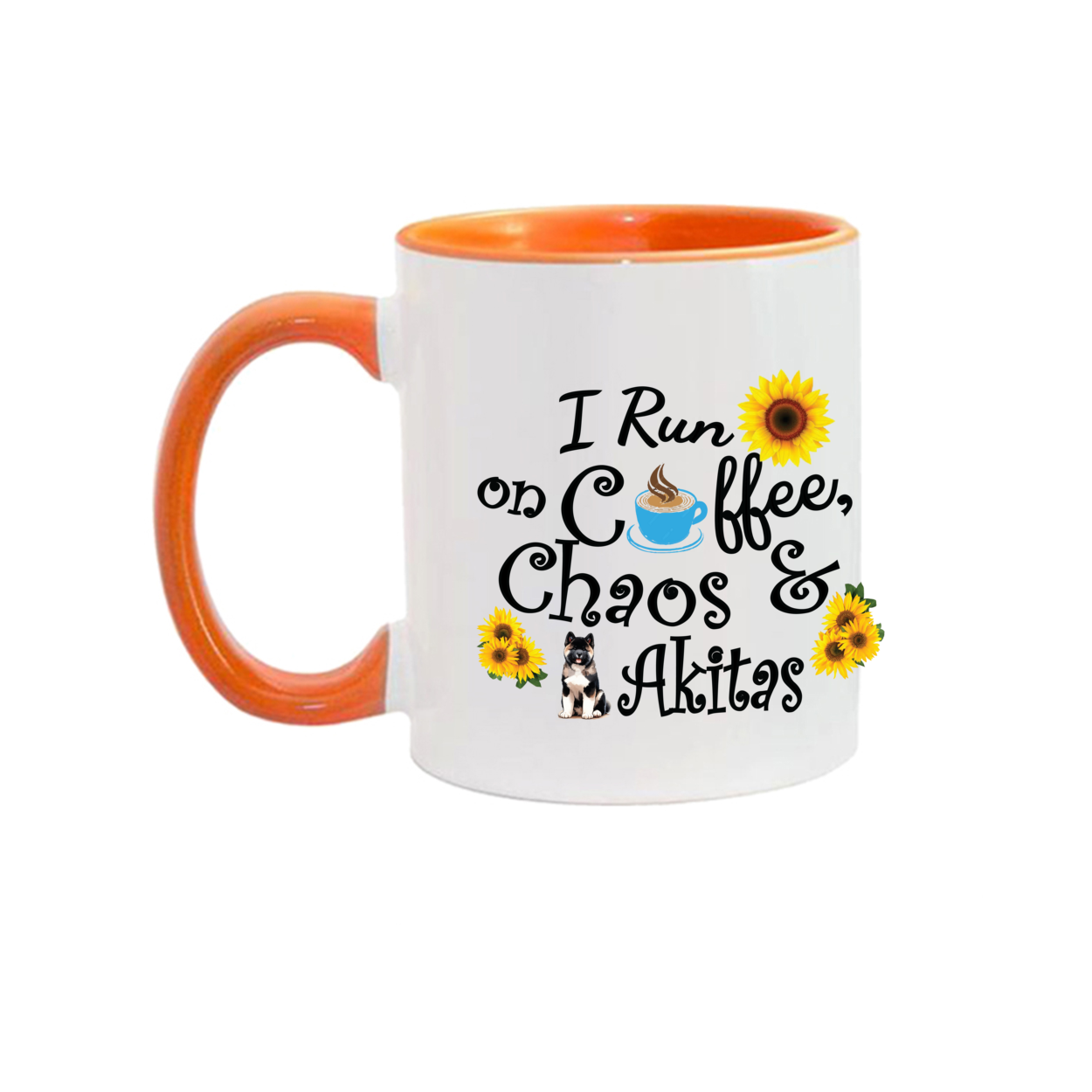 Chaos Akita Sunflower Mug 11oz