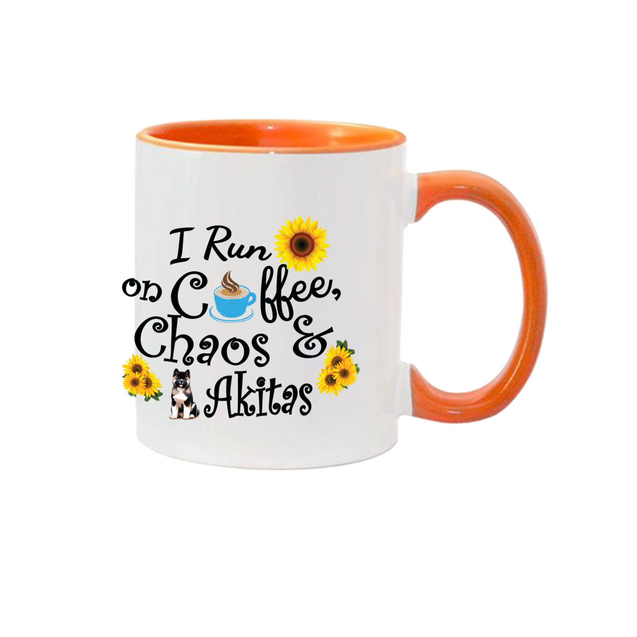 Chaos Akita Sunflower Mug 11oz