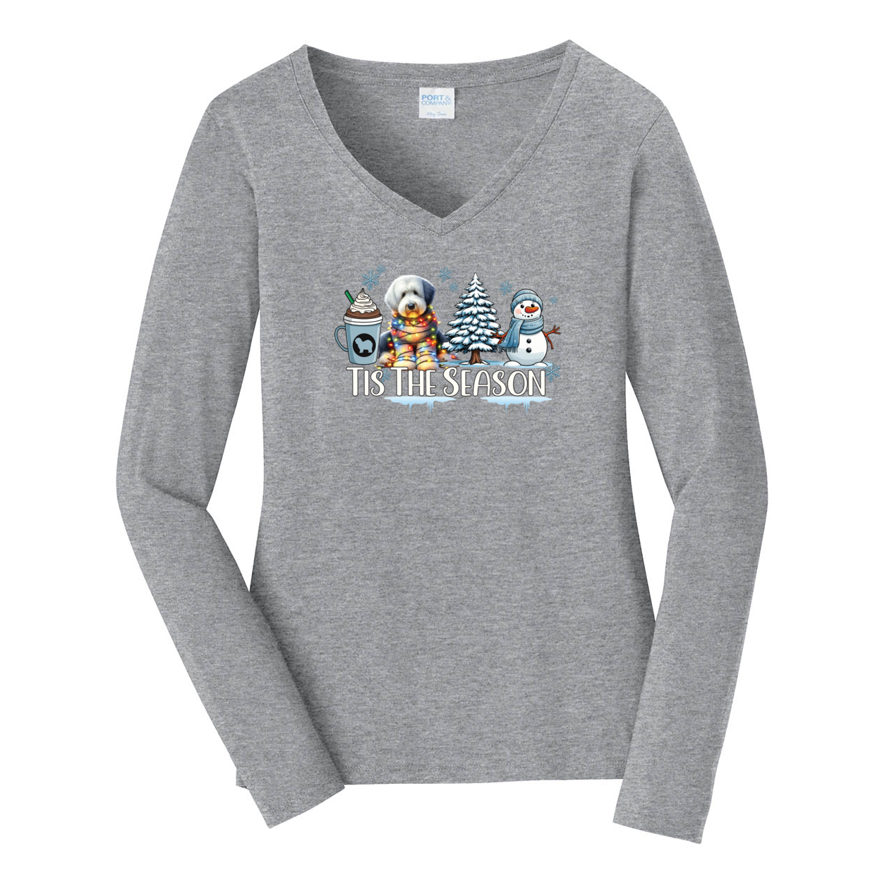 OES Tis The Season Winter Port & Company® Ladies Long Sleeve Fan Favorite™ V-Neck Tee LPC450VLS