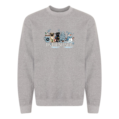 Pug Tis The Season Winter Heavy Blend Crewneck Sweatshirt