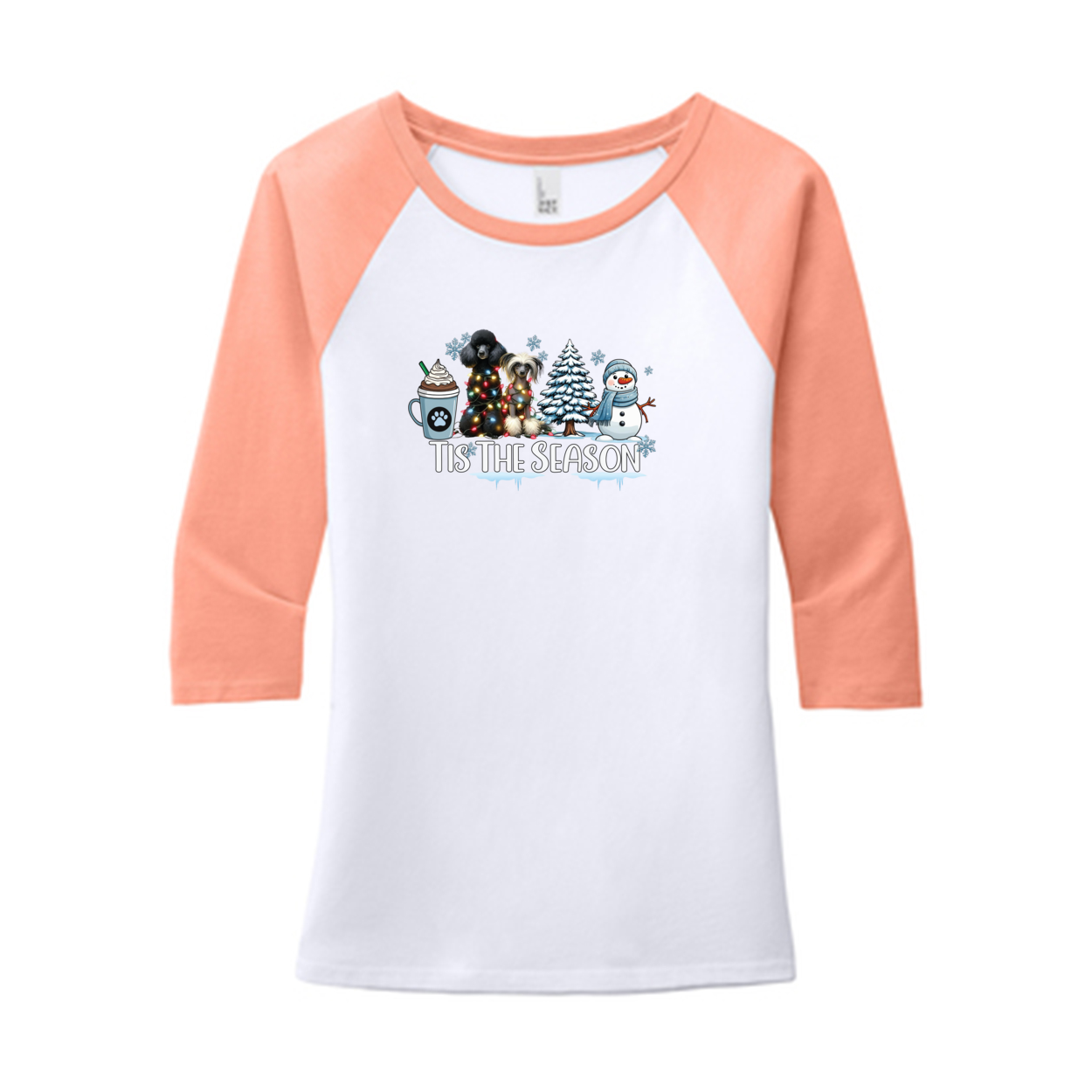 Poodle & CC Tis The Season Winter DM136L District ® Women’s Perfect Tri ® 3/4-Sleeve Raglan