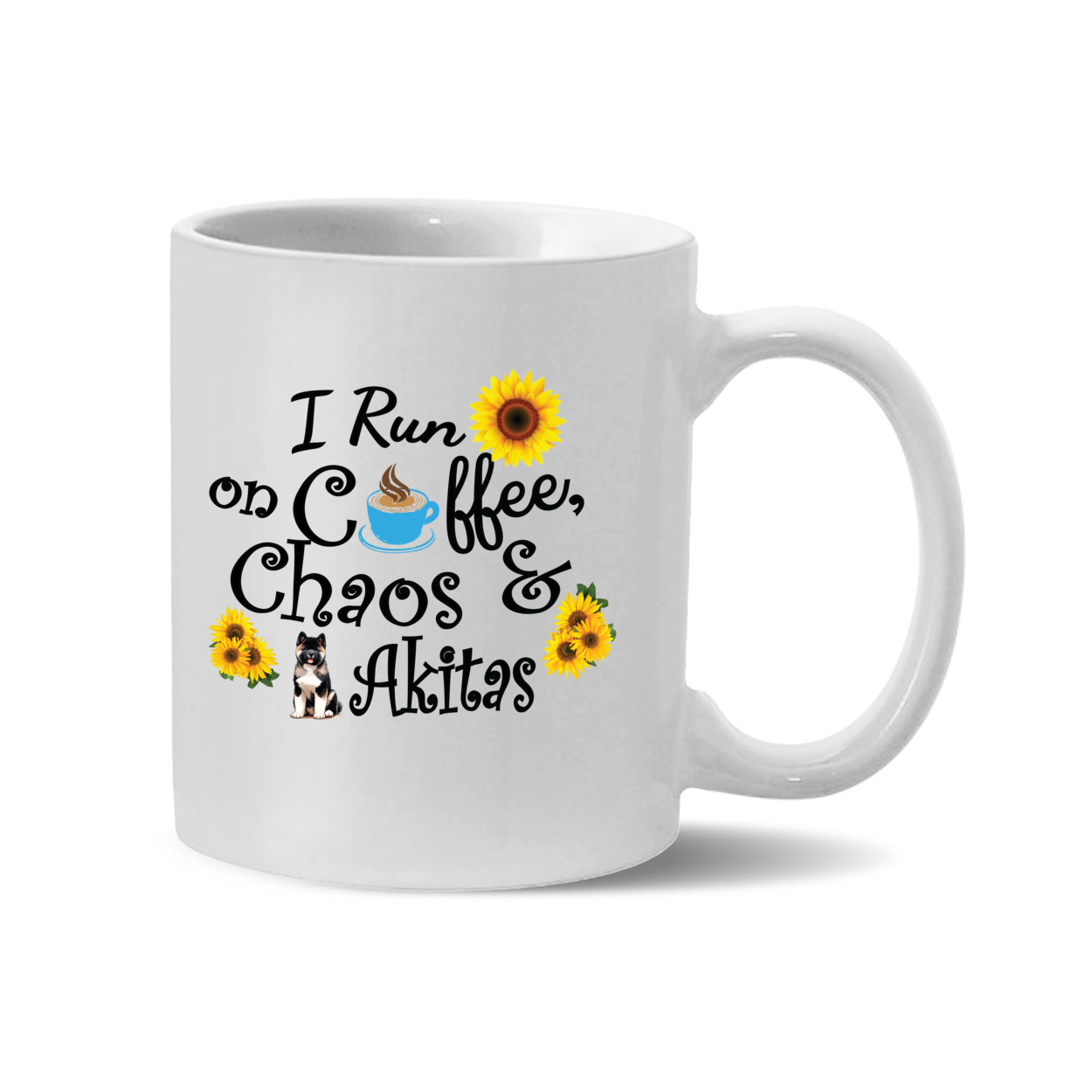 Chaos Akita Sunflower Mug 11oz