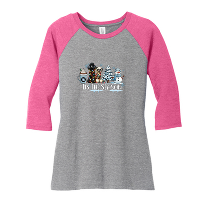 Poodle & CC Tis The Season Winter DM136L District ® Women’s Perfect Tri ® 3/4-Sleeve Raglan