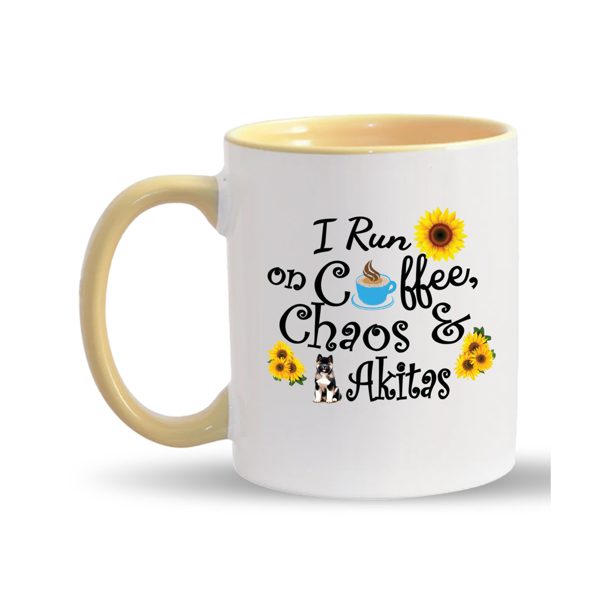 Chaos Akita Sunflower Mug 11oz