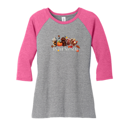 Sussex Tis The Season Fall DM136L District ® Women’s Perfect Tri ® 3/4-Sleeve Raglan