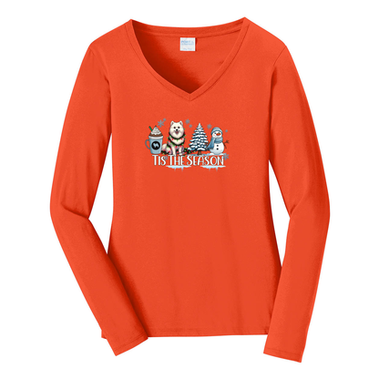 Am Eskimo Tis The Season Winter Port & Company® Ladies Long Sleeve Fan Favorite™ V-Neck Tee LPC450VLS