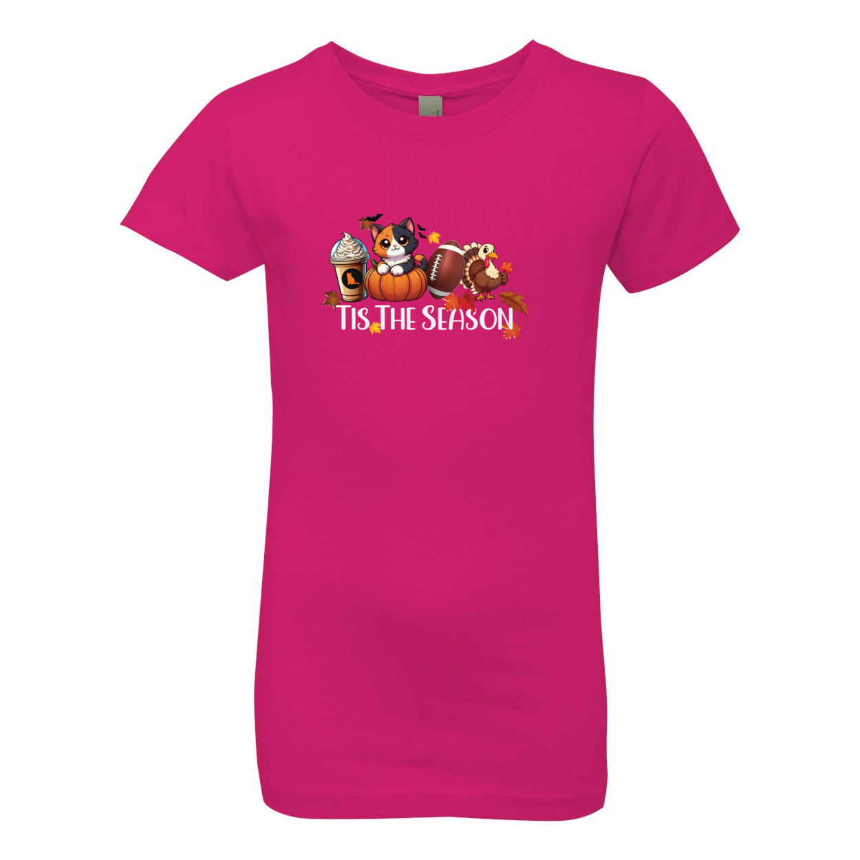 Calico Cat Tis The Season Fall Girls' The Princess Tee