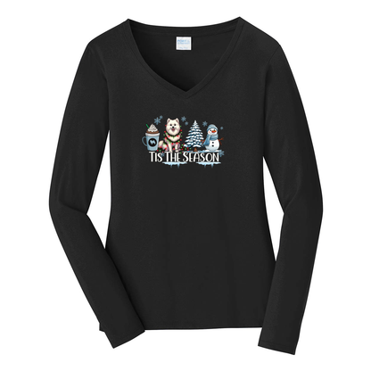 Am Eskimo Tis The Season Winter Port & Company® Ladies Long Sleeve Fan Favorite™ V-Neck Tee LPC450VLS