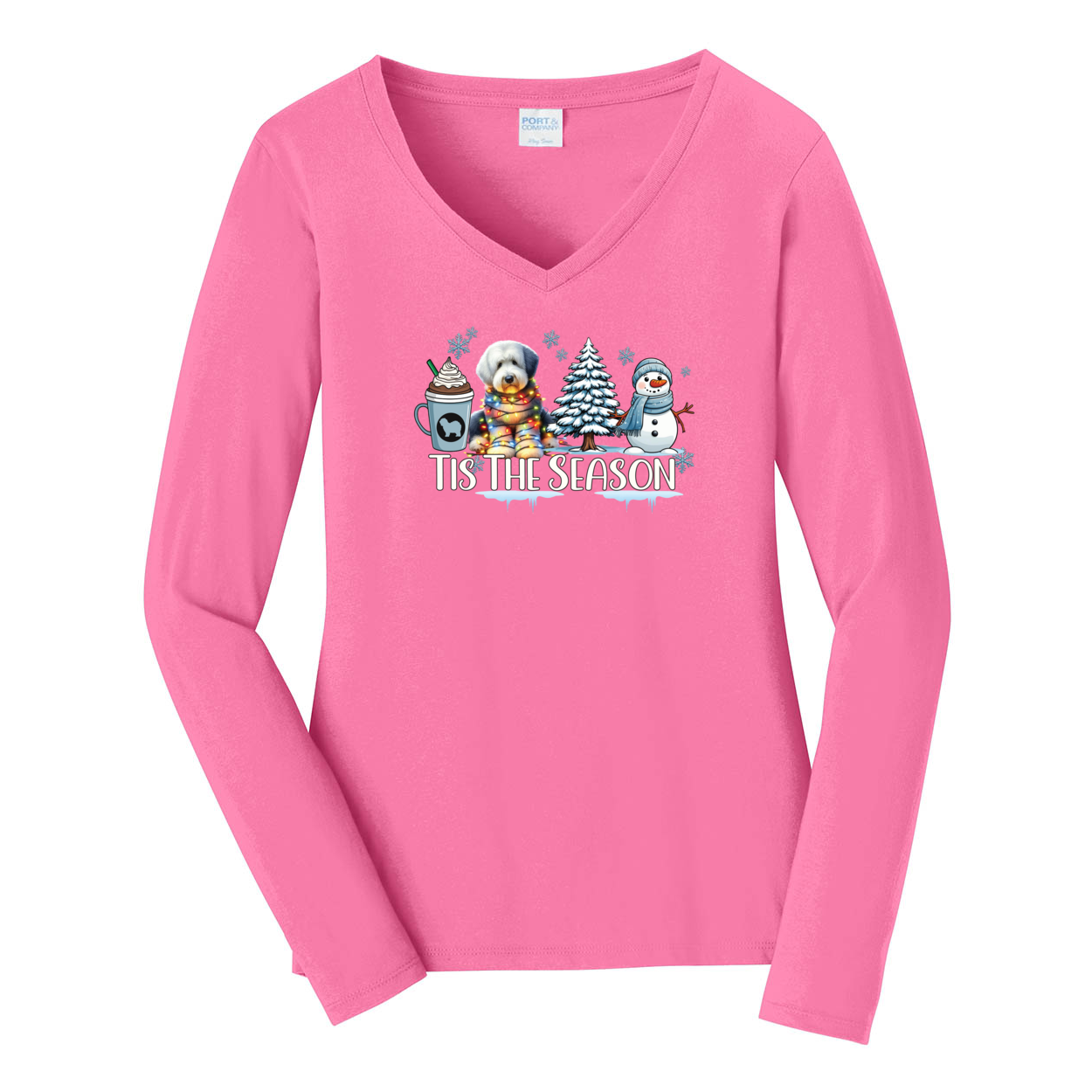 OES Tis The Season Winter Port & Company® Ladies Long Sleeve Fan Favorite™ V-Neck Tee LPC450VLS