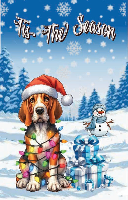 ’Tis The Season winter Am English Coonhound garden flag 12x18 in yard