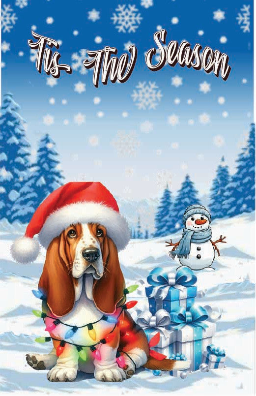 ’Tis The Season winter Bassett Hound garden flag 12x18 in yard
