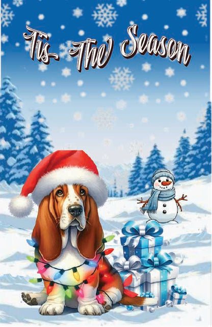 ’Tis The Season winter Bassett Hound garden flag 12x18 in yard