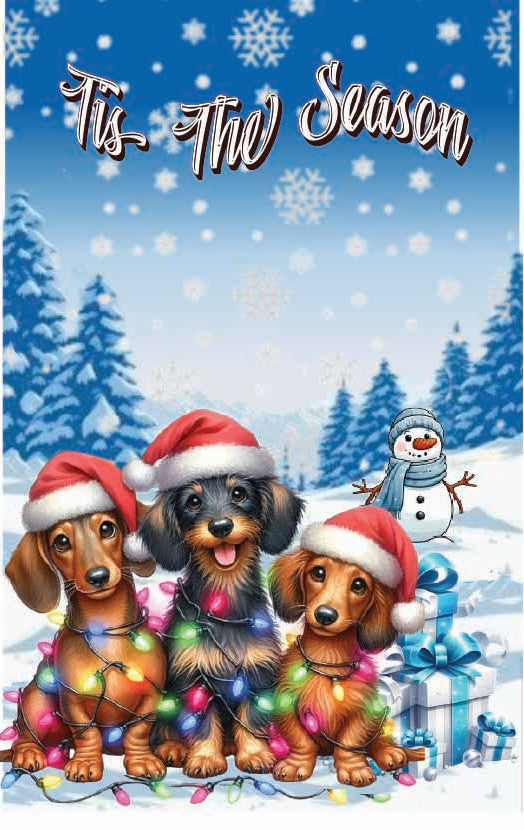’Tis The Season winter Doxie garden flag 12x18 in yard