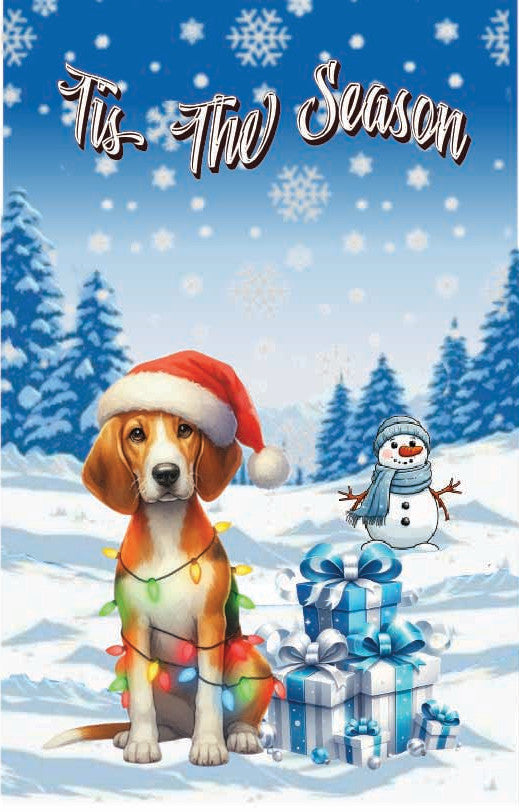 ’Tis The Season winter English Foxhound garden flag 12x18 in yard