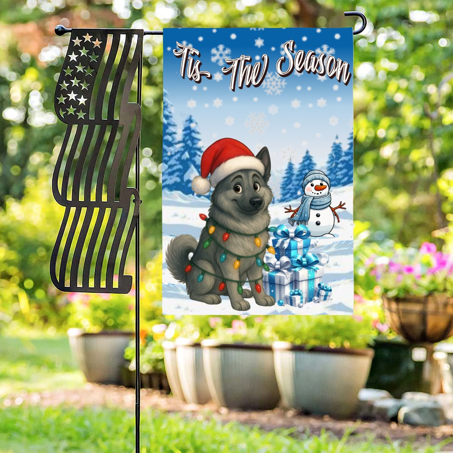 ’Tis The Season winter hound group garden flag 12x18 in yard