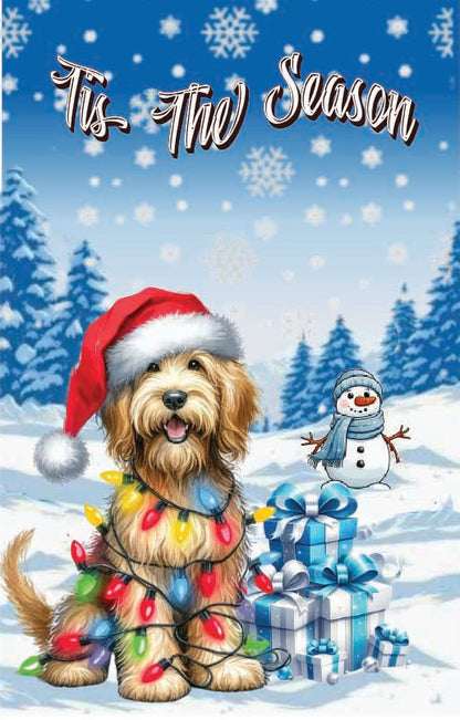 ’Tis The Season winter Portuguese Podengo Pequeno garden flag 12x18 in yard