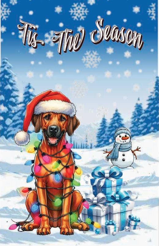 ’Tis The Season winter Rhodesian Ridgeback garden flag 12x18 in yard