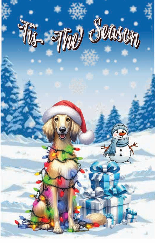 ’Tis The Season winter Saluki garden flag 12x18 in yard