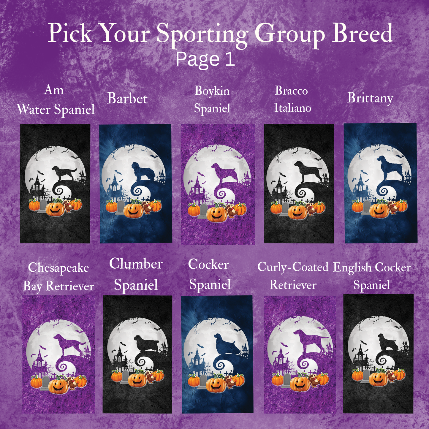 Sporting Group Dog Breed Halloween Garden Flag Gift Idea for Sporting Group Dog Lover Personalized Outdoor Yard Banner