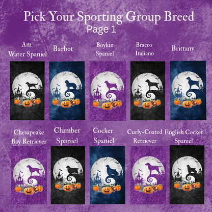 Sporting Group Dog Breed Halloween Garden Flag Gift Idea for Sporting Group Dog Lover Personalized Outdoor Yard Banner