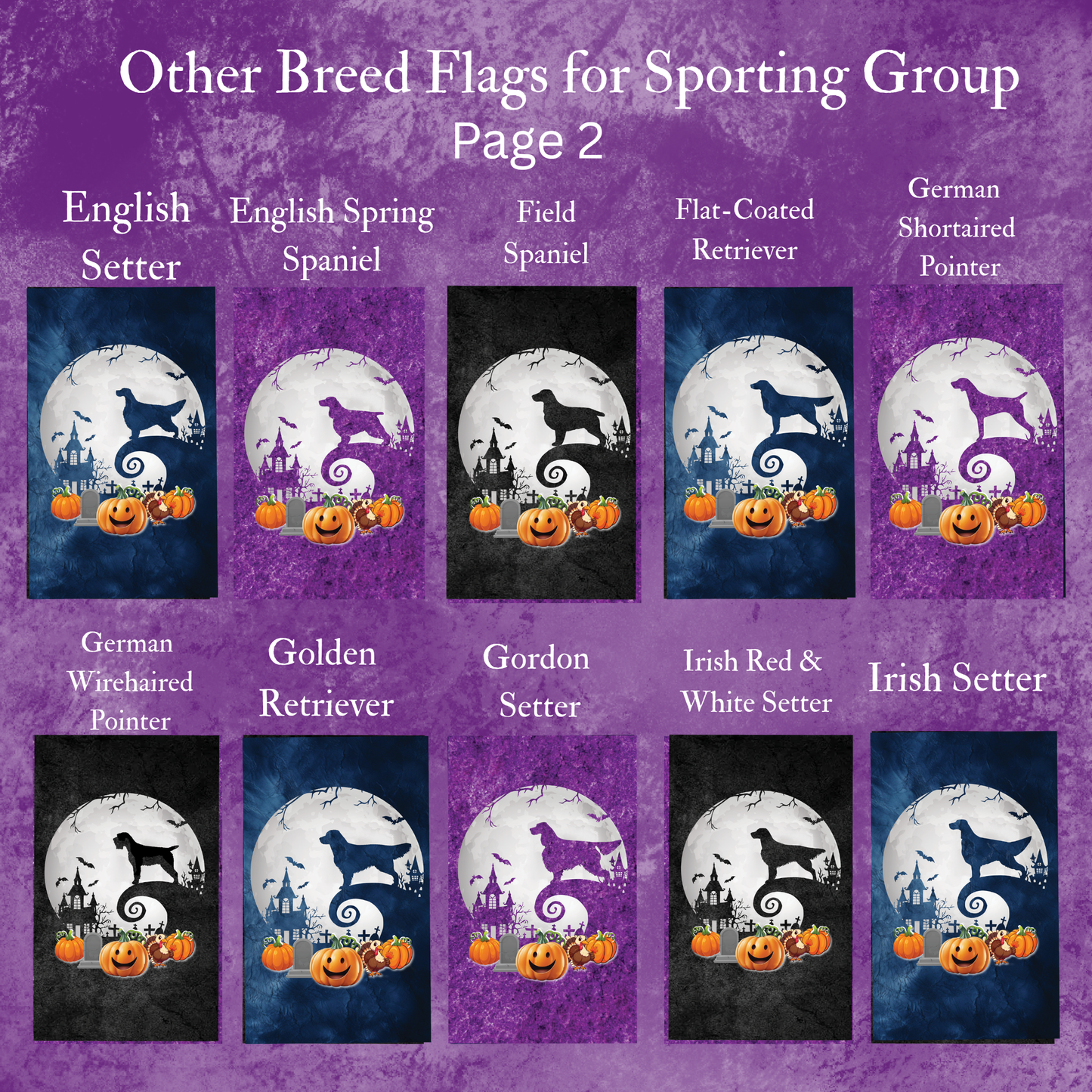 Sporting Group Dog Breed Halloween Garden Flag Gift Idea for Sporting Group Dog Lover Personalized Outdoor Yard Banner