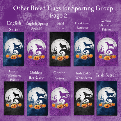 Sporting Group Dog Breed Halloween Garden Flag Gift Idea for Sporting Group Dog Lover Personalized Outdoor Yard Banner