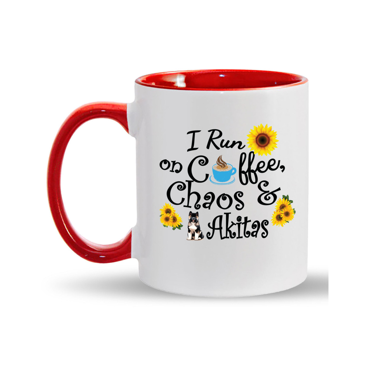 Chaos Akita Sunflower Mug 11oz