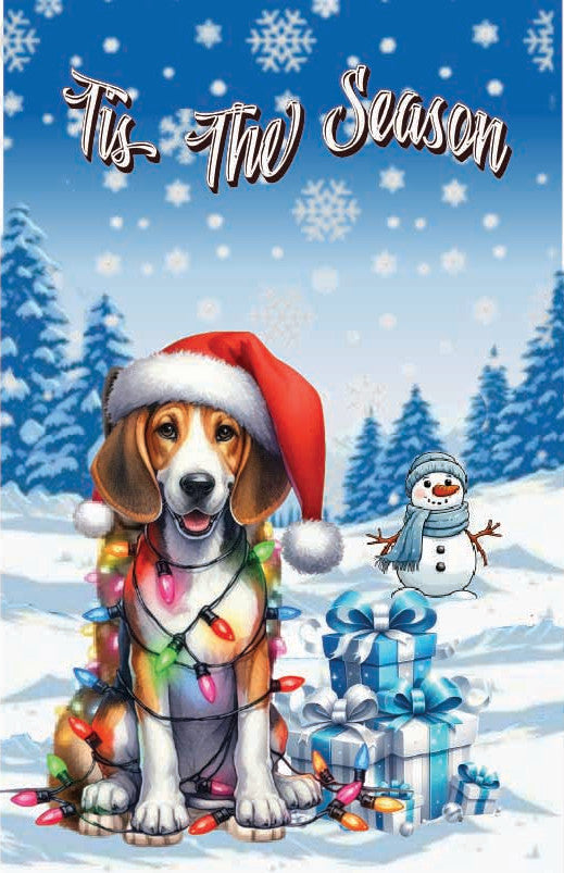 ’Tis The Season winter American Foxhound garden flag 12x18 in yard
