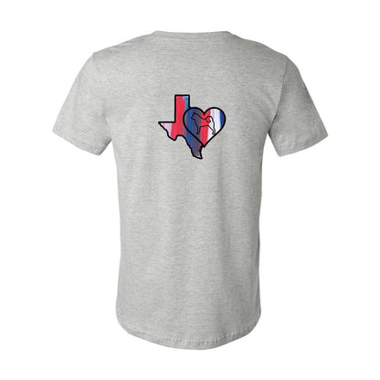 Texas Heart Akita Front/Back Unisex Short Sleeve Jersey Tee