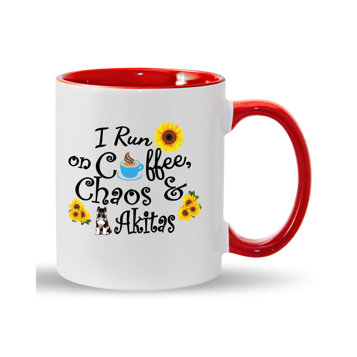 Chaos Akita Sunflower Mug 11oz