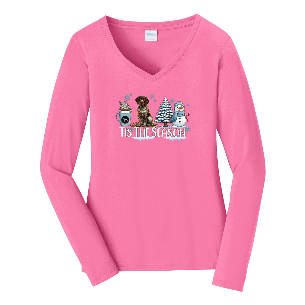 GSP Tis The Season Winter Port & Company® Ladies Long Sleeve Fan Favorite™ V-Neck Tee LPC450VLS