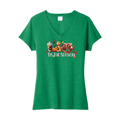 Golden Tis The Season Fall LPC455V Port & Company ® Ladies Fan Favorite ™ Blend V-Neck Tee