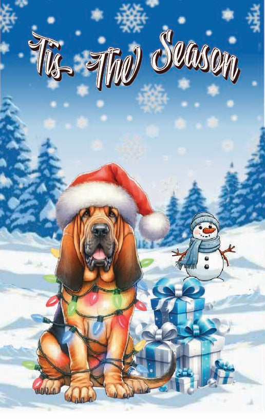 ’Tis The Season winter Bloodhound  garden flag 12x18 in yard