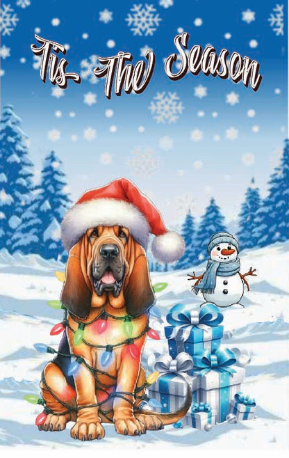 ’Tis The Season winter Bloodhound  garden flag 12x18 in yard