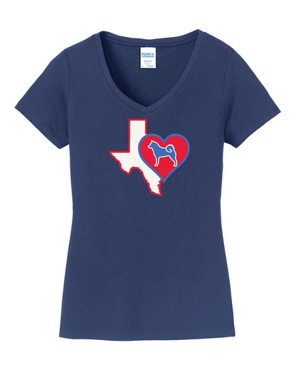 Texas Heart Akita LPC450V Port & Company® Ladies Fan Favorite™ V-Neck Tee