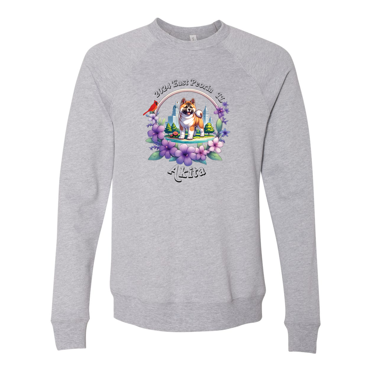 IL Akita Bella+Canvas Raglan Crewneck Sweatshirt Light Colors