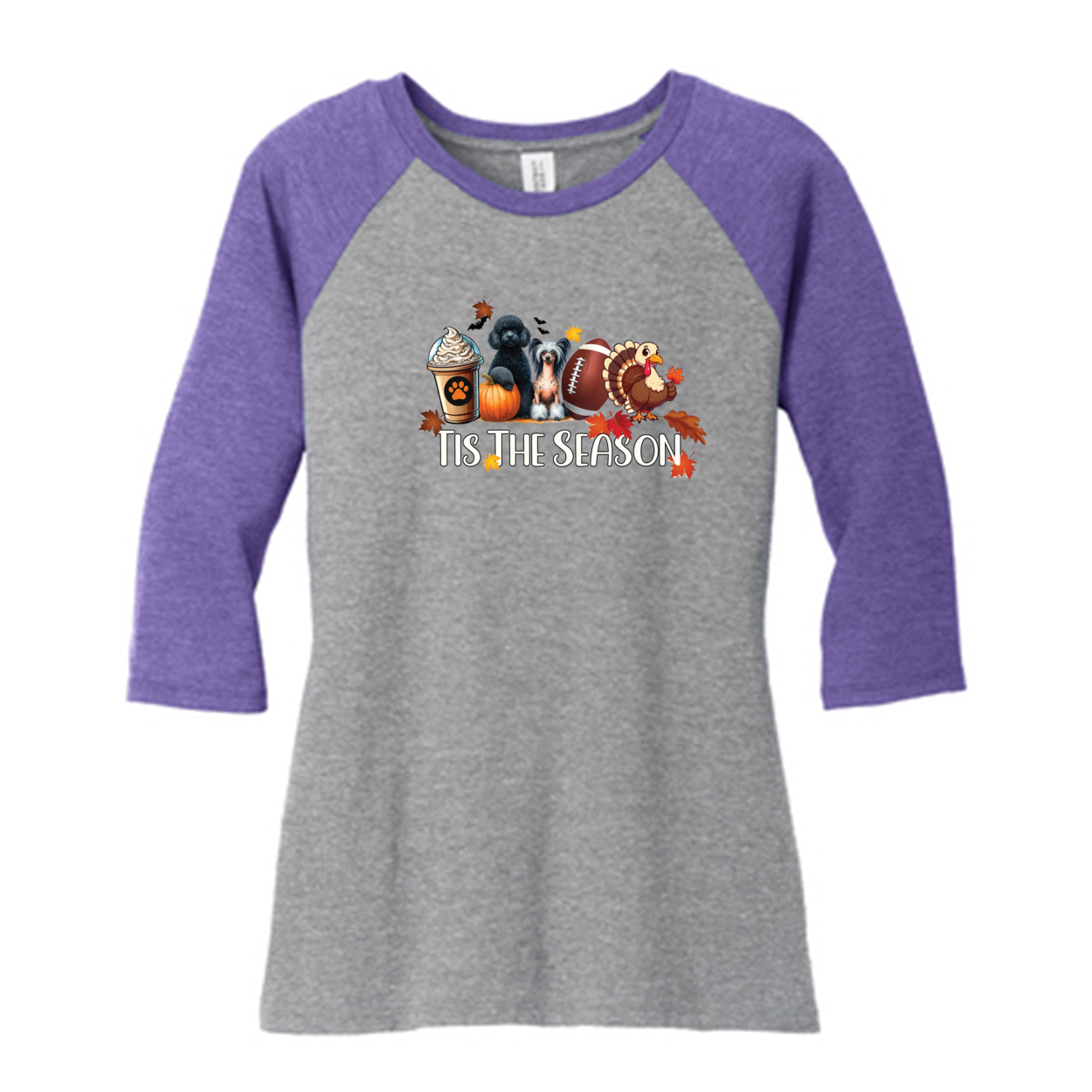 Poodle & CC Tis The Season Fall DM136L District ® Women’s Perfect Tri ® 3/4-Sleeve Raglan