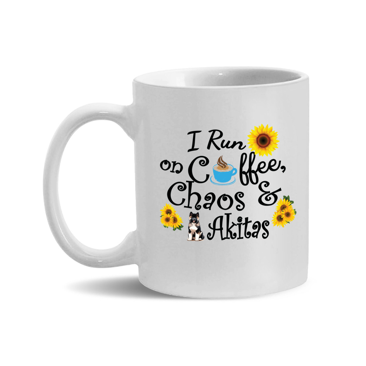 Chaos Akita Sunflower Mug 11oz