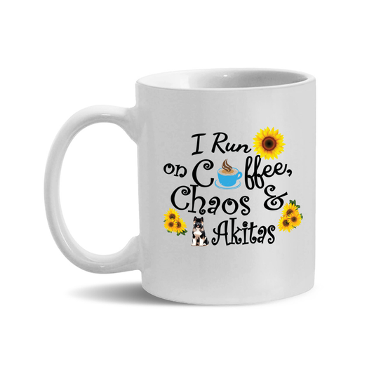 Chaos Akita Sunflower Mug 11oz