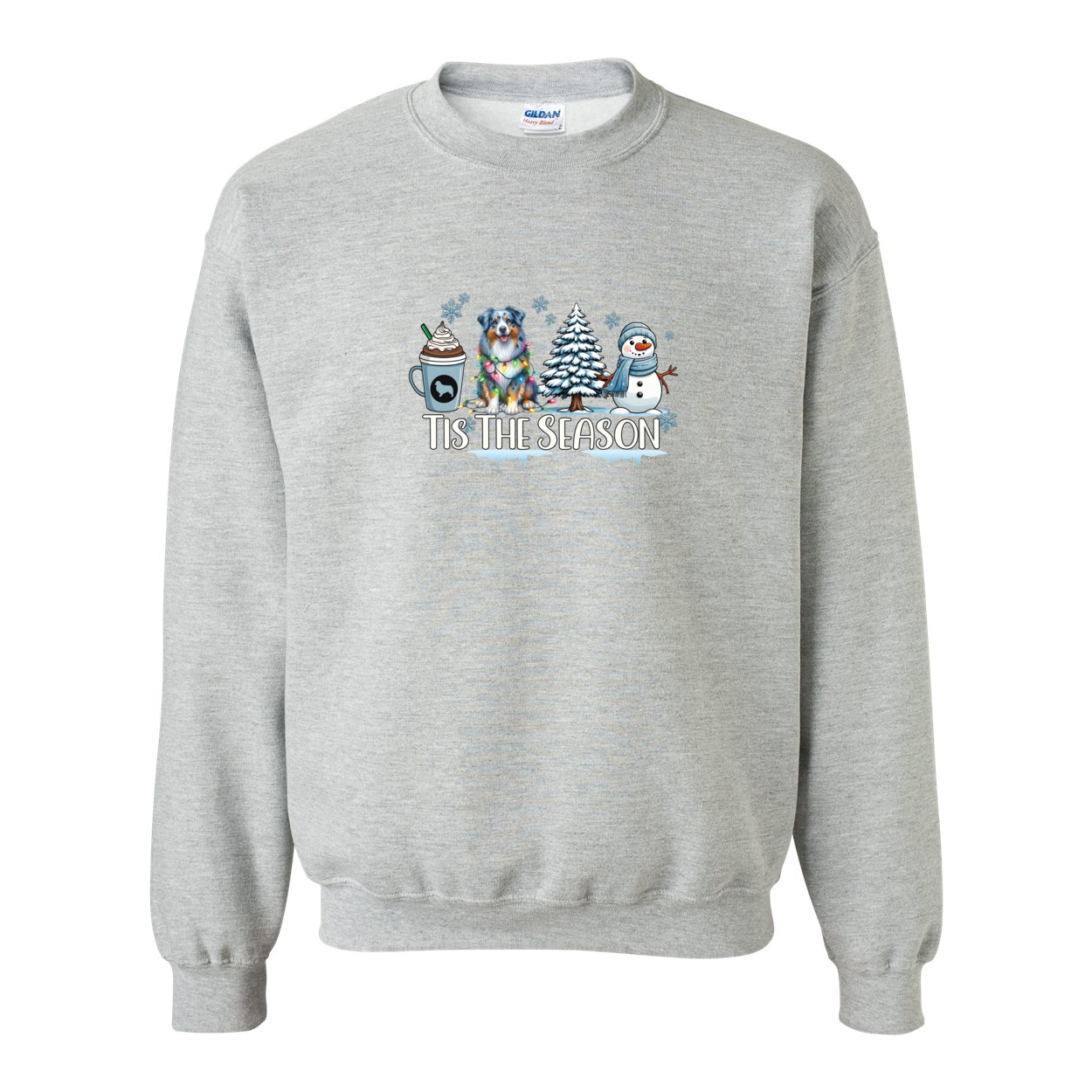 Blue Merle Aussie Tis The Season Winter Heavy Blend Crewneck Sweatshirt