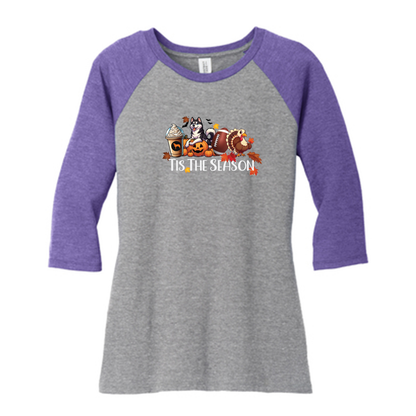 Tis The Season Fall Husky DM136L District ® Women’s Perfect Tri 3/4-Sleeve Raglan